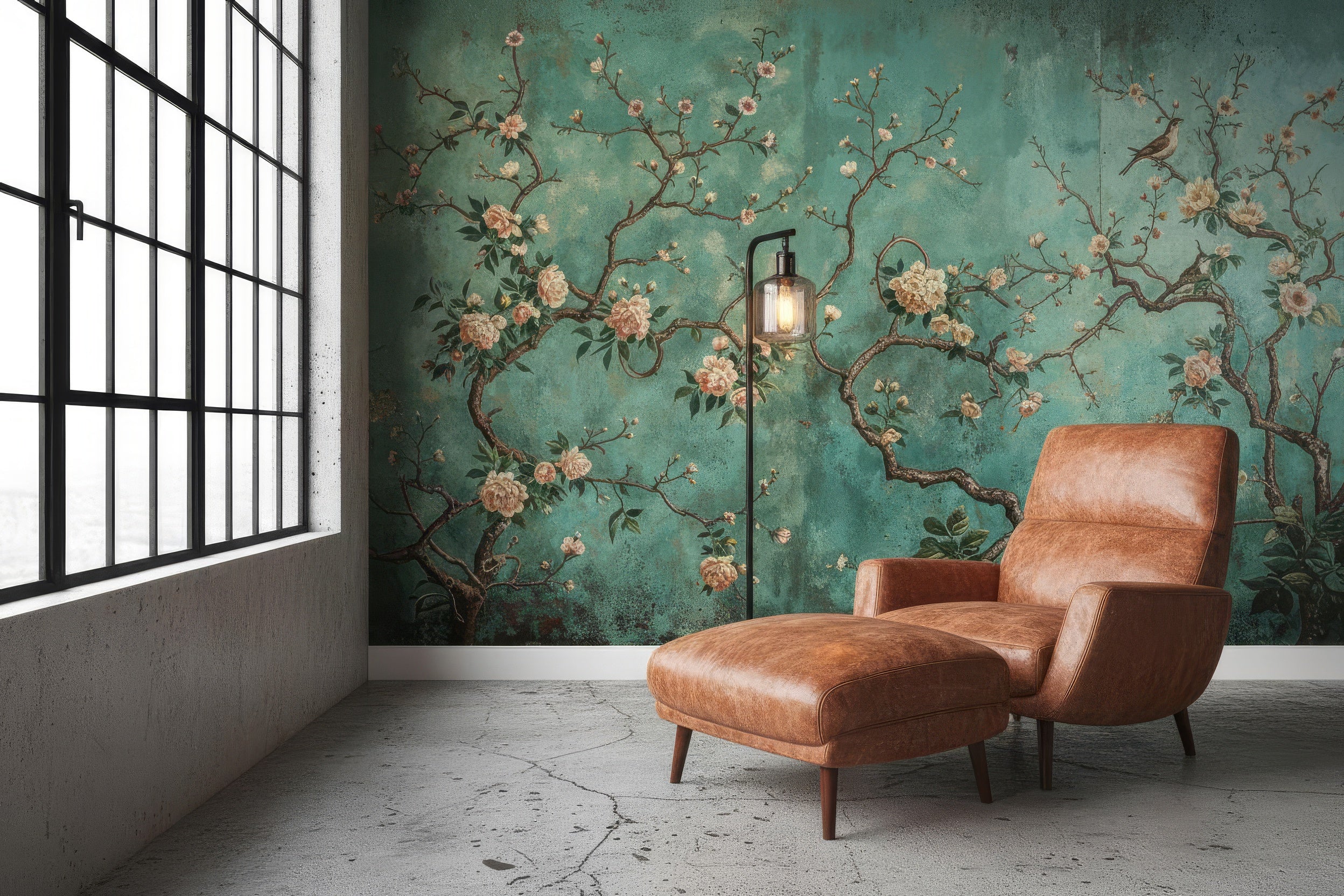 Vintage Chinoiserie Bird Blossom Peel Stick Wallpaper