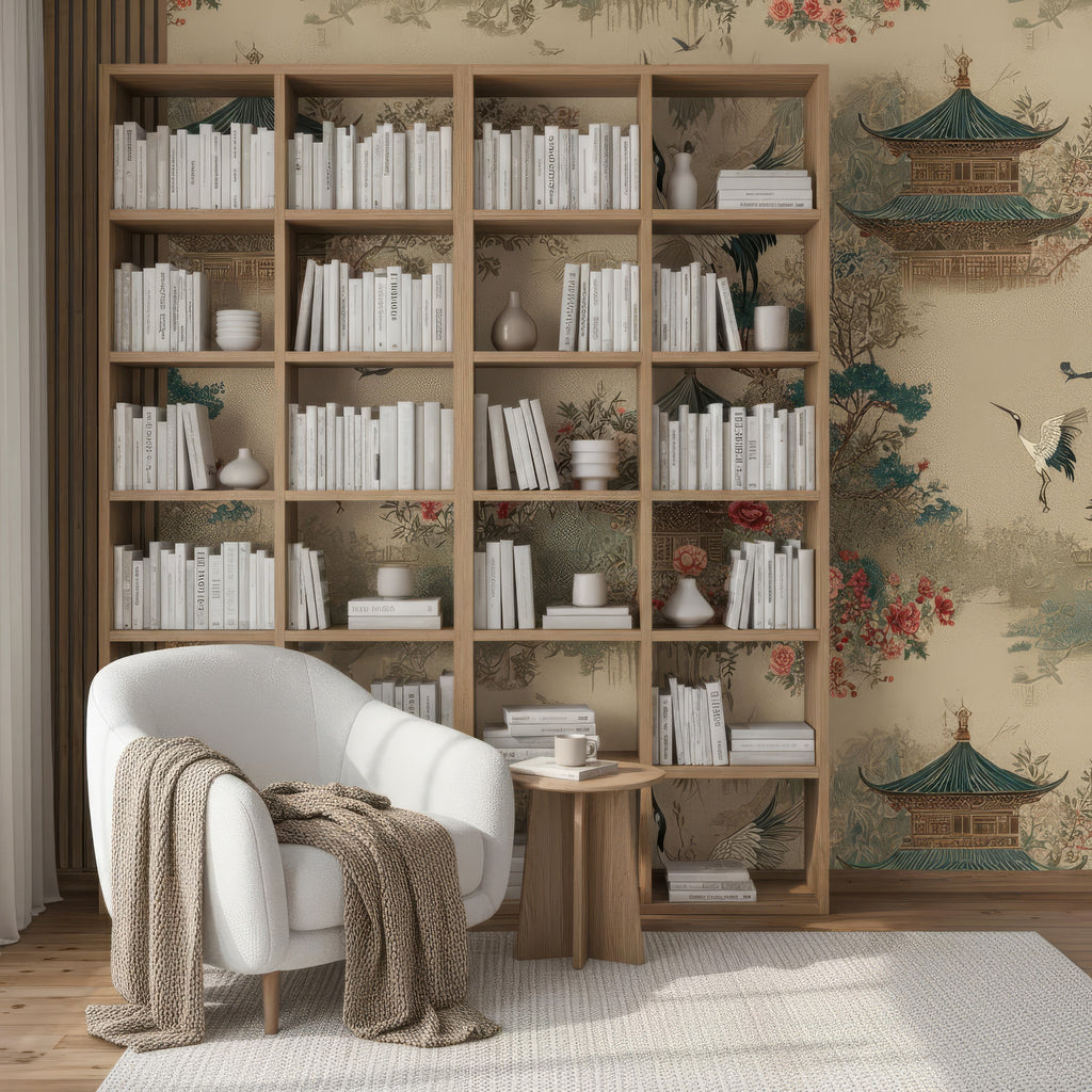 Vintage Chinoiserie Birds & Flowers Peel Stick Wallpaper