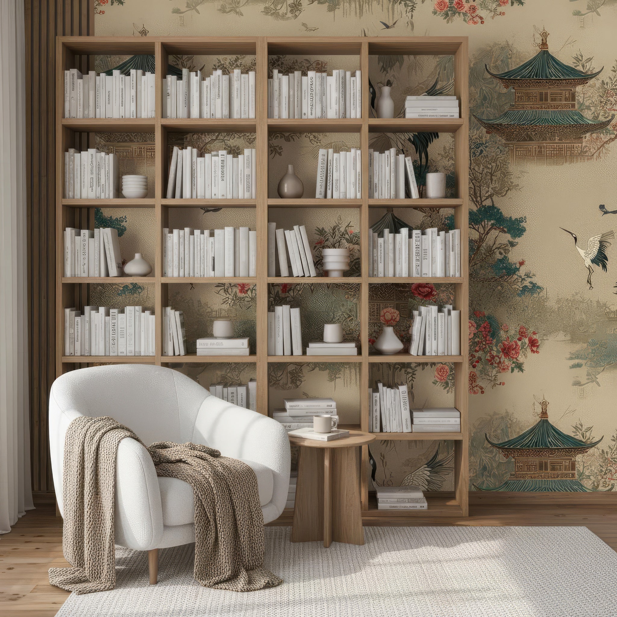 Vintage Chinoiserie Birds & Flowers Peel Stick Wallpaper