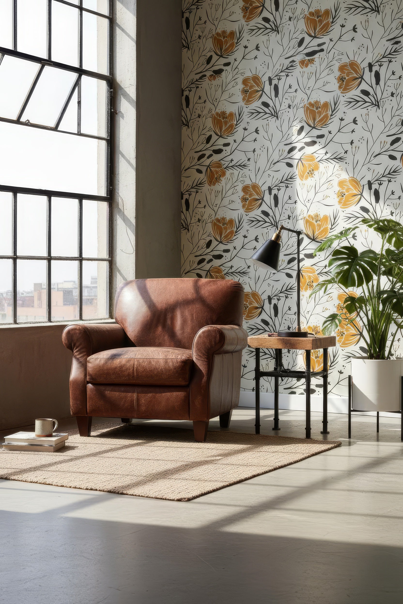 Tropical Palm Leaf Wallpaper - Peel & Stick Removable Wall Decor