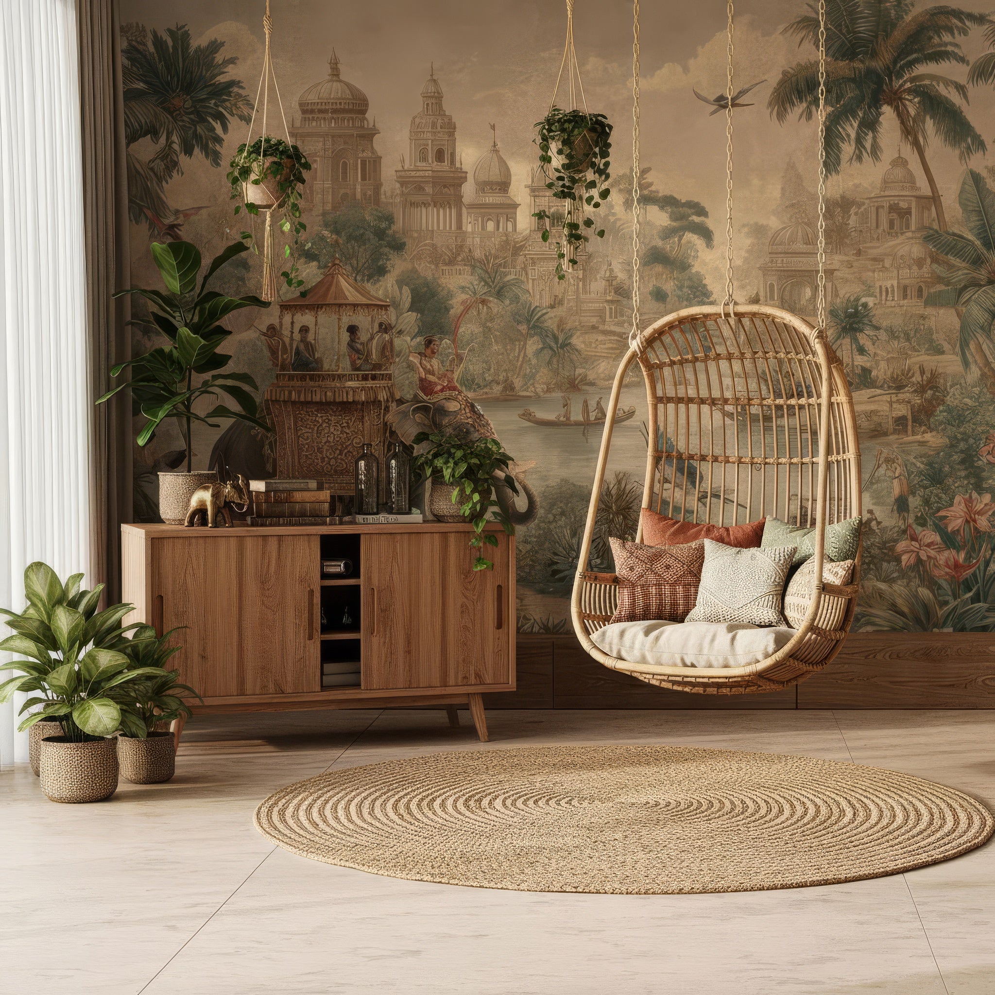 Elegant Elephant Palace Peel and Stick Wall Mural Wallpaper