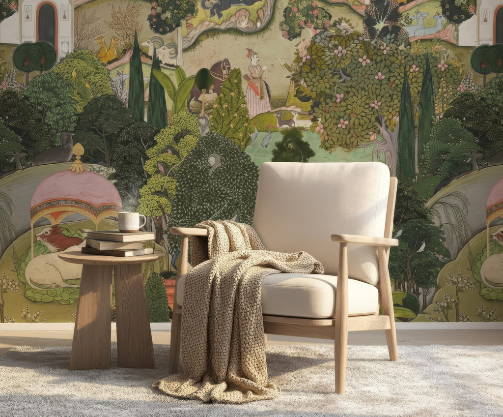 Jaipur Garden Peel & Stick Wallpaper - Vibrant Green Floral Wall Mural