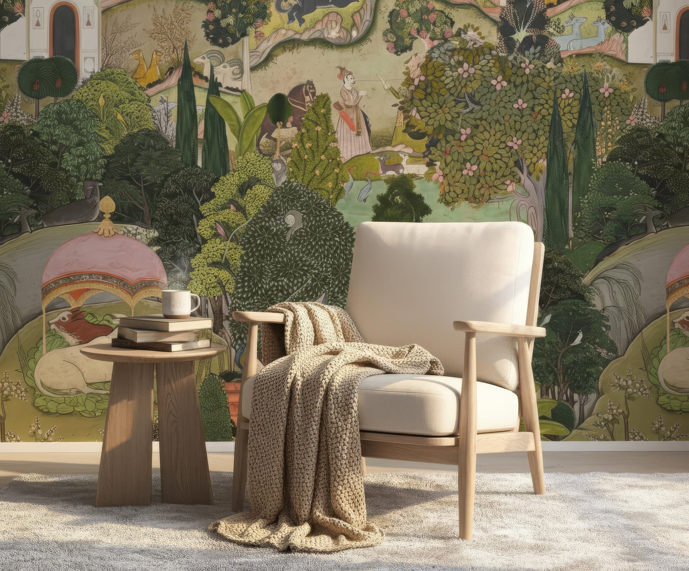 Jaipur Garden Peel & Stick Wallpaper - Vibrant Green Floral Wall Mural
