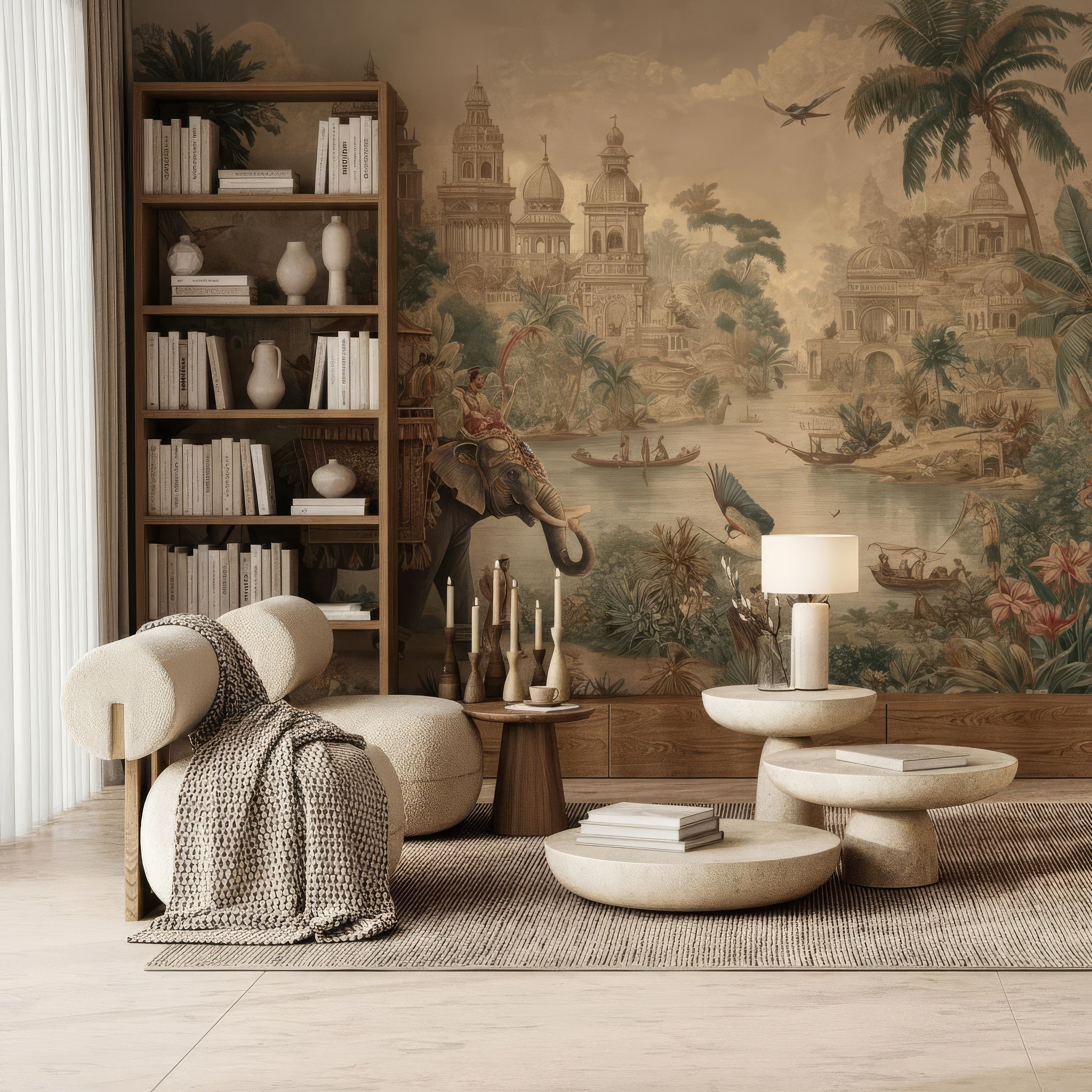 Elegant Elephant Palace Peel and Stick Wall Mural Wallpaper