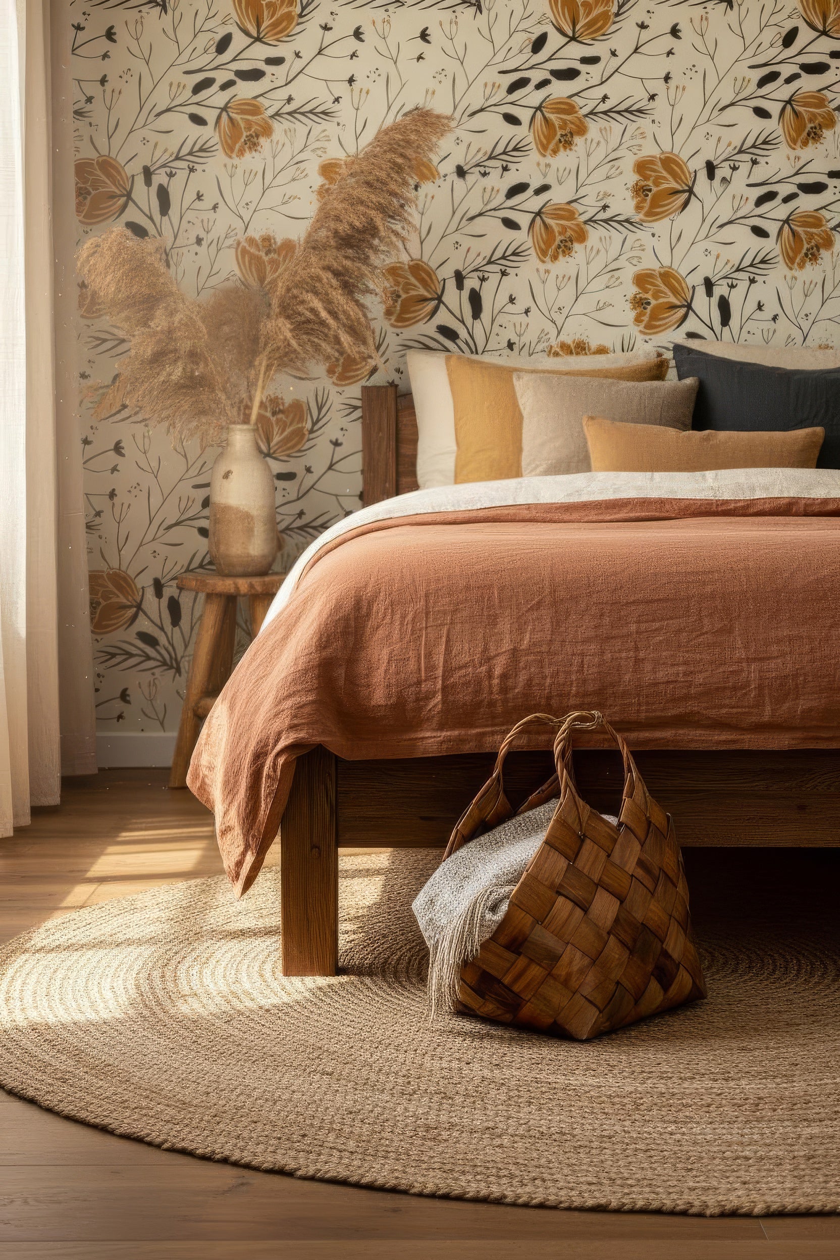 Tropical Palm Leaf Wallpaper - Peel & Stick Removable Wall Decor