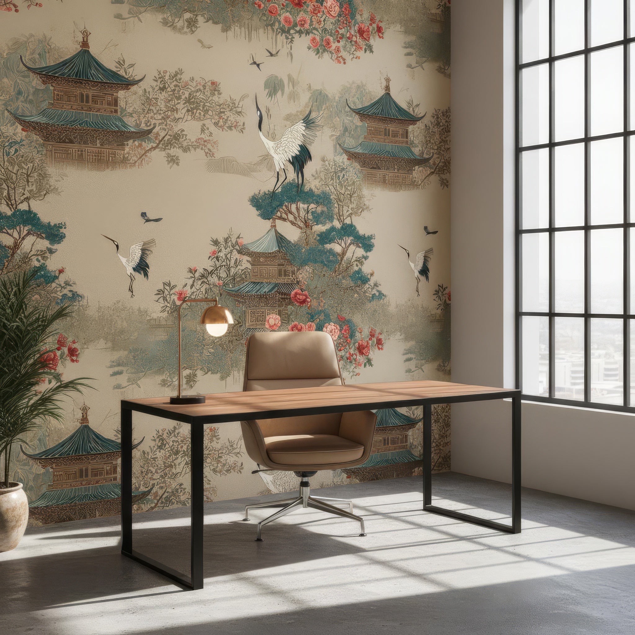 Vintage Chinoiserie Birds & Flowers Peel Stick Wallpaper